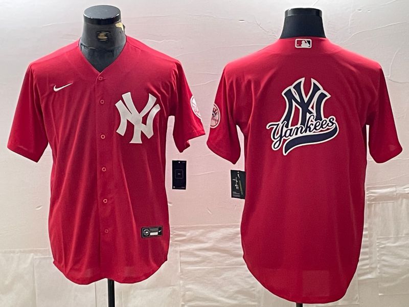 Men New York Yankees Blank Red joint name Nike 2024 MLB Jersey style 8->new york yankees->MLB Jersey